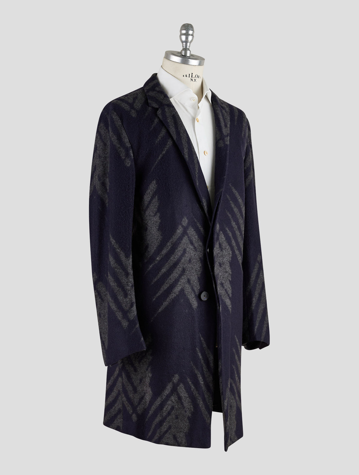 Kiton Knt Gray Blue Cashmere Pa Overcoat