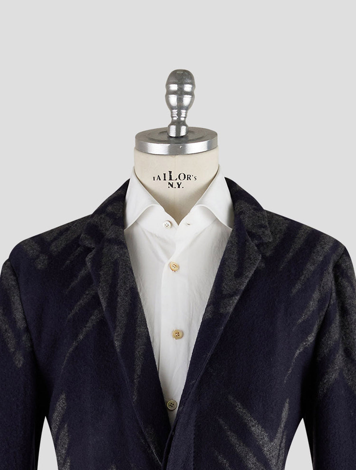 Kiton Knt Gray Blue Cashmere Pa Overcoat