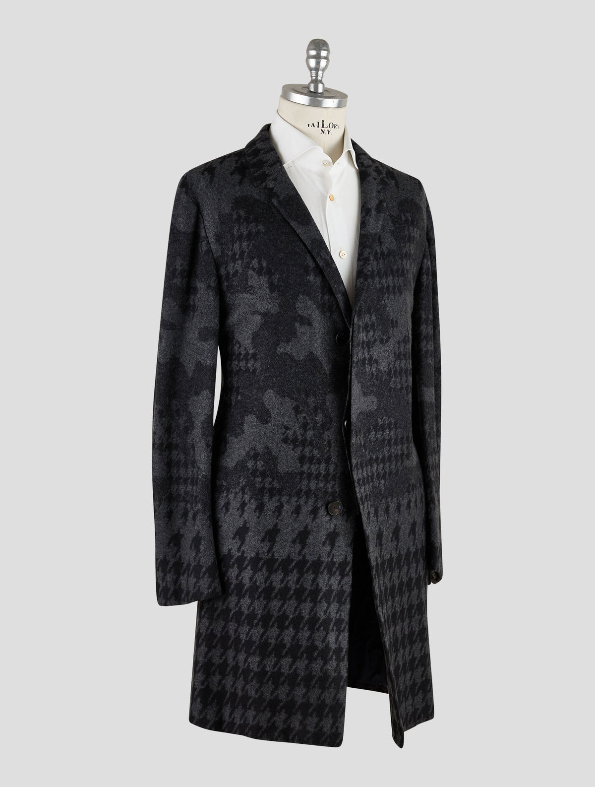 Kiton Knt Gray Black Cashmere Pa Overcoat